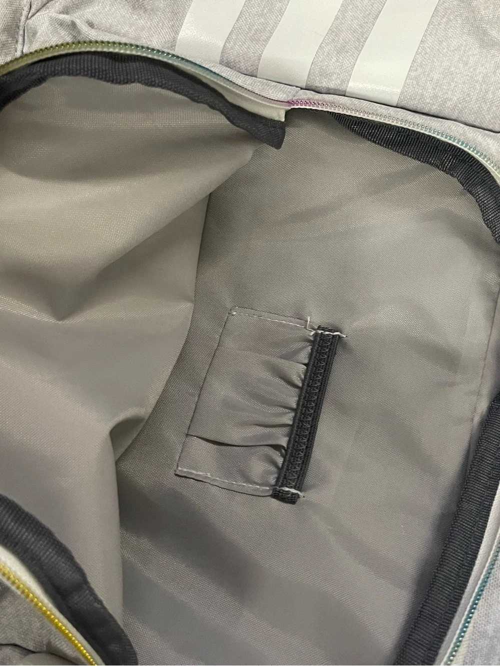 adidas Light Gray Backpack with Rainbow Logo Accent - Picture 3 of 4